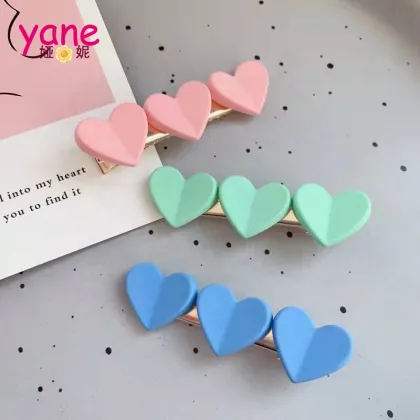 Korean Sweet Acrylic Heart Barrettes for Girls