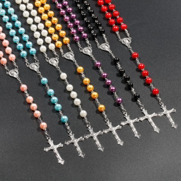 Brave Light Christian Jewelry - Virgin Mary and Jesus Pendant Necklace with Rosary Beads