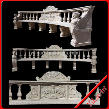 Carved Outdoor Garden Marble Stone Bench with Backrest