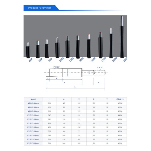 High Pressure Seamless Steel Gas Spring Factory Customized Gas Spring For Office Chairs Manufactory