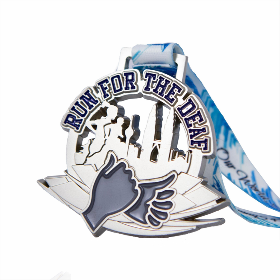 Enamel color silver plating medal custom design