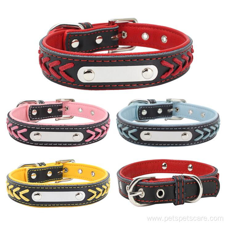 Hot Selling Durable Luxury Leather Engrave Dog Collar