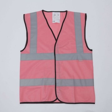 High Visible Clothing Pink Safety Vests With Zipper Highlight Reflective Stripe EN471 Women's Clothing Traffic Vest