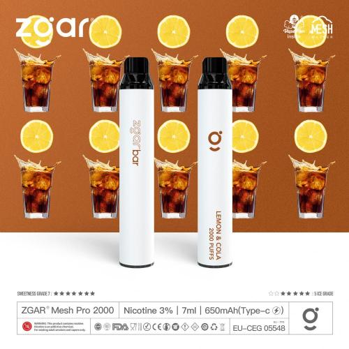 ZGAR PEN DISPONÍVEL VAPE VAPE ATRAVÉS 2000 PUFFS