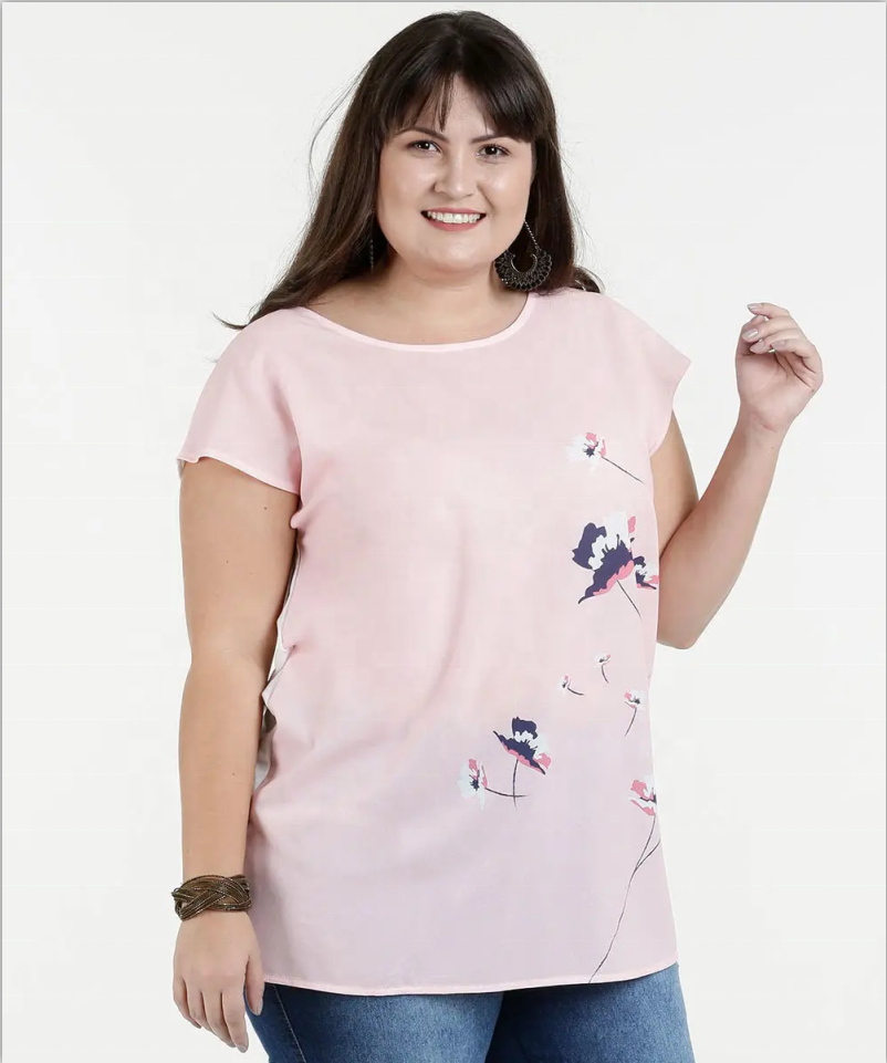 Las mujeres más nuevas blusa causal blusa corta de gasa floral