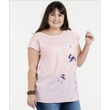 Las mujeres más nuevas blusa causal blusa corta de gasa floral