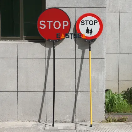 Stop/Go Paddle Sign,Aluminum,Reflective Folding Traffic Sign