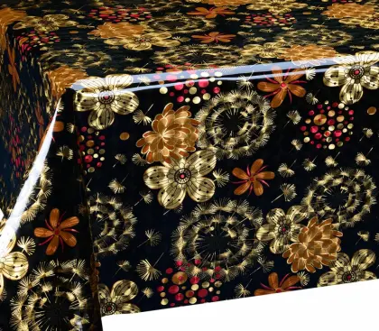 Double Face Emboss printed Gold Silver Tablecloth Costco