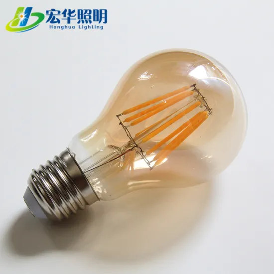 6W Amber Glass LED Filament Bulb A60 A19 for Decoration