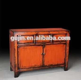 antique reproduction solid wood sideboard buffet orange