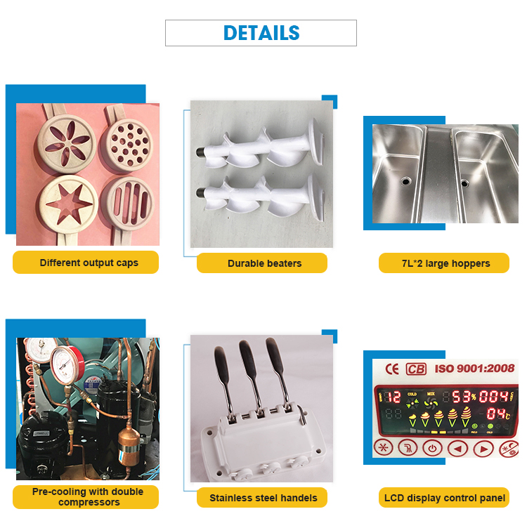 3 Geschmacksrichtungen für kommerzielle weiche Eismaschine Edelstahl gefrorener Joghurtmaschine
