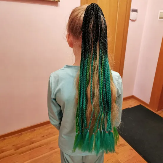ponytail hair extensions false overhead tail with rubber elastic band  braiding rainbow hairpiece Pigtail synthetic