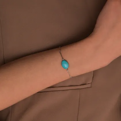 Retro Fashion Oval Turquoise Bracelet Adjustable Bracelet