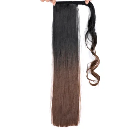 Hot selling straight long wrap around brazilian black clip in pony tail