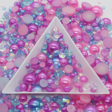 Dimensione del mix personalizzata Colore Whatstone Pearls and Sinestones: retro piatto da 3 mm-10 mm, gelatina trasparente Resina