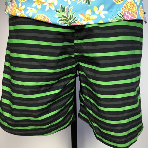 Multicolor pinstripe beach shorts