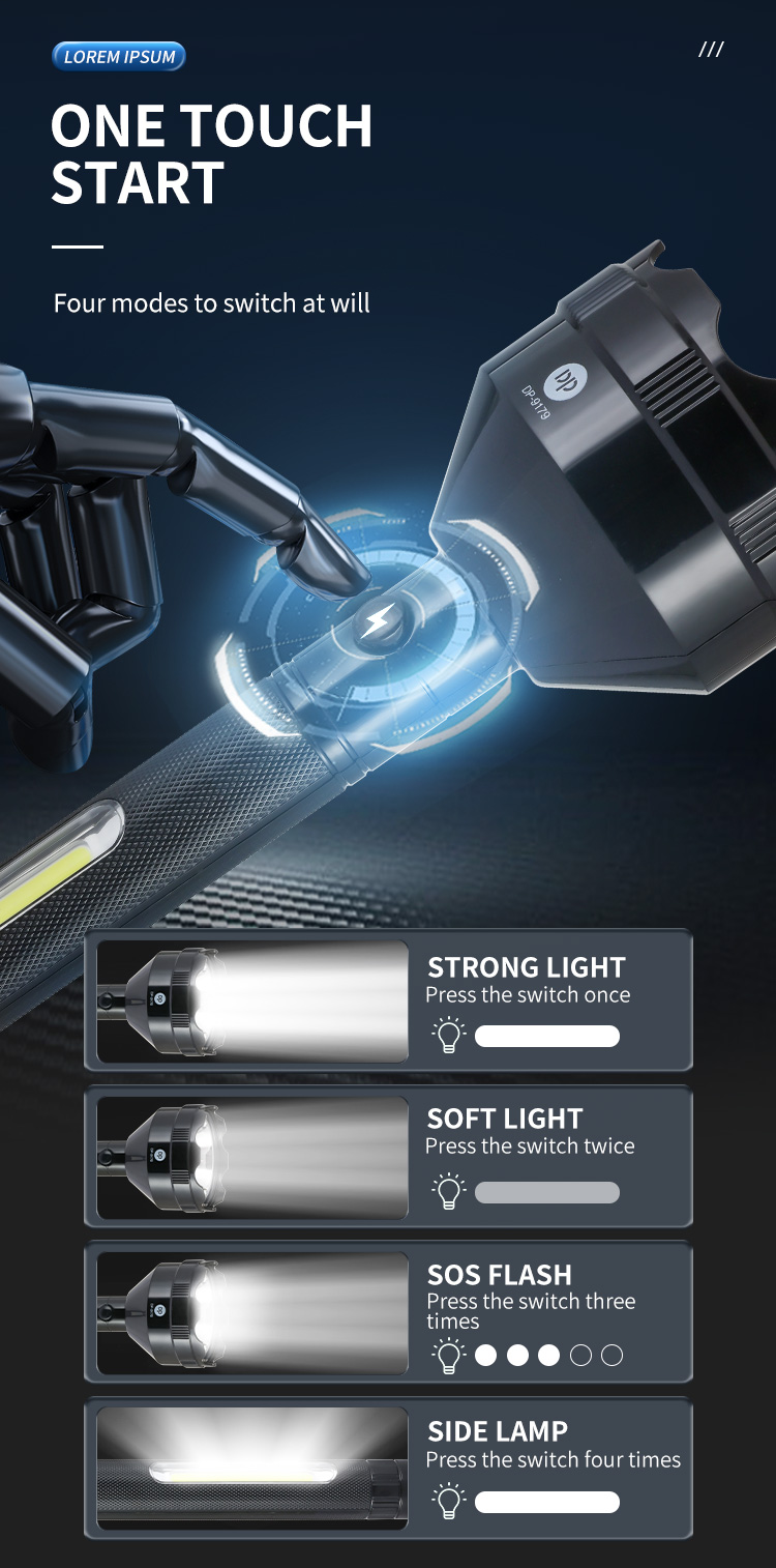 Lithium Battery LED Flashlight 