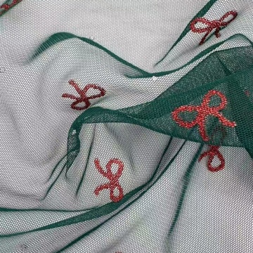 Glitzer-Print-Schleife aus Polyester-Tüll für Mädchenkleid