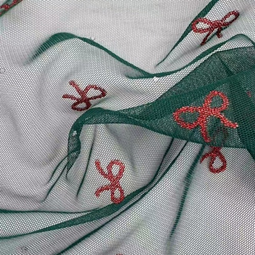 Glitzer-Print-Schleife aus Polyester-Tüll für Mädchenkleid