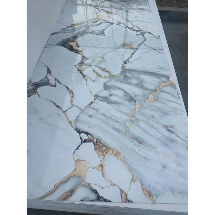 Lembaran marmar UV pemasangan tanpa kalis air stainresistant stainresistant cratchproof fleksibiliti luaran dalaman