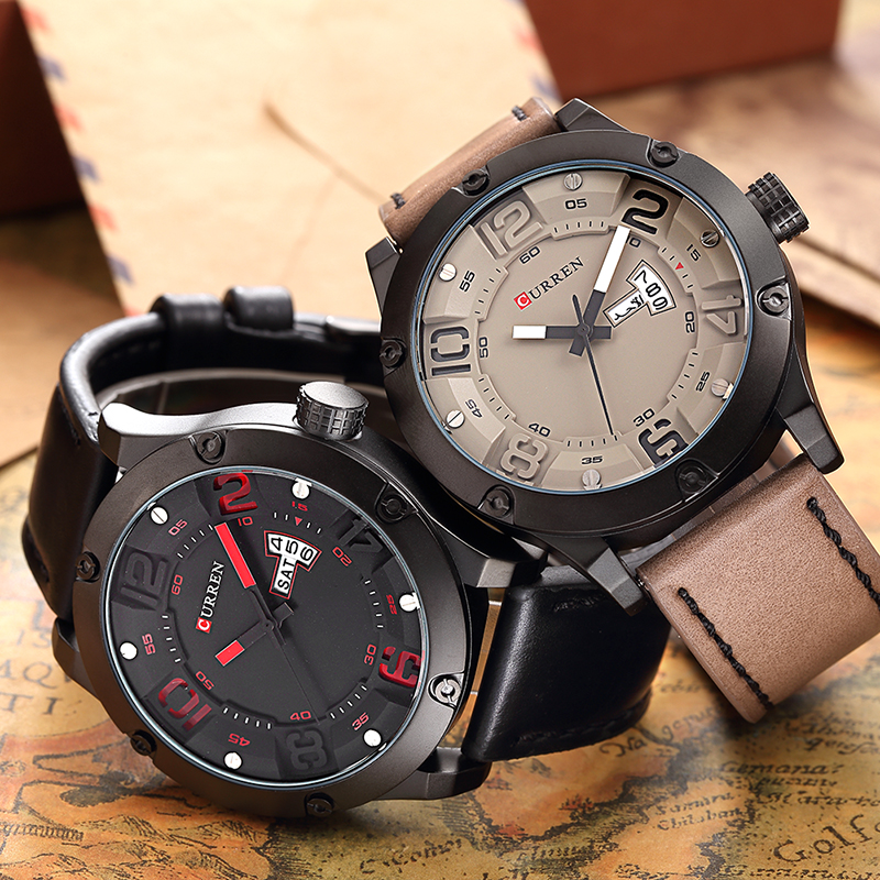 Classical Fashion Leather Waterproof Men Watches 