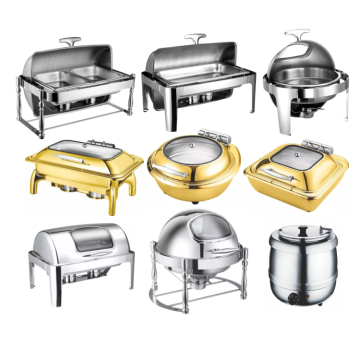 Rotating Brass Roll Top Chafer Dish for Catering Buffet Warm Food Serving