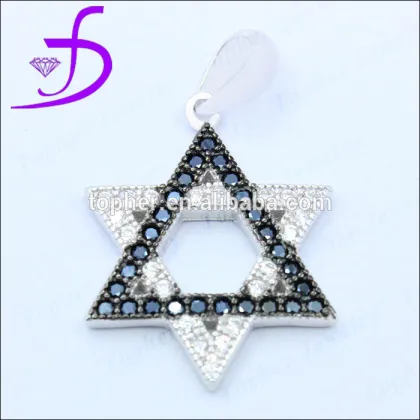 925 sterling silver star of david pendant charm zircon design