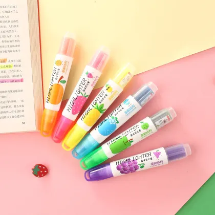 Customized Refillable Fluorescent Highlighter Set - Pastel Stationery Marker Pen