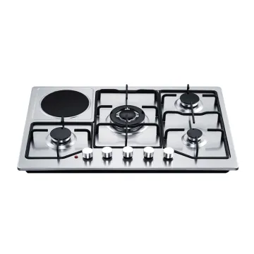 Built-In 4-Burner Hybrid Stove: 3 Gas and 1 Electric Infrared Induction Ceramic Cooker Hob
