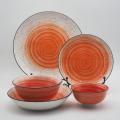 Luxus handbemaltem Stil Orange Keramik -Geschirr Porzellan Abendessen Set