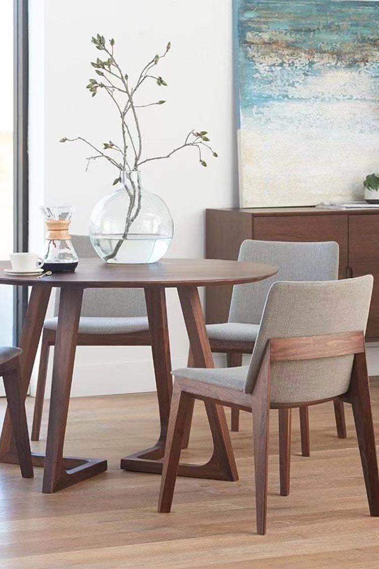 Ready for Ship Wooden Home Furniture Rattan Wicker Back with Soft Cushion Wood Kitchen Dining Restaurant Chair