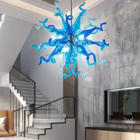 Chihuly Style Blue Glass Pendant Lights - Luxury Home Decor Chandeliers