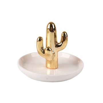 Cute Ceramic Cactus Ring Holder - Jewelry Holder for Earrings, Bracelets, and Necklaces