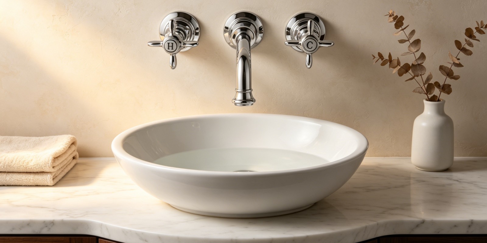 Wall mounted tap for wash basin