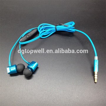 Blue metal earphone with volume control