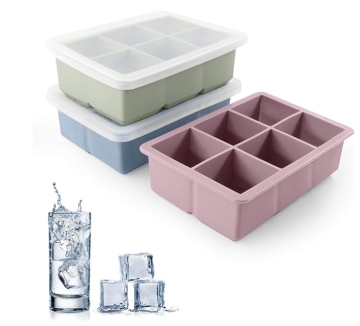 6 Grid Silicone Ice Cube Tray for Cocktails and Whiskey