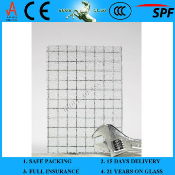 6-7mm Clear Wire Reinforced Glass with CE & ISO9001