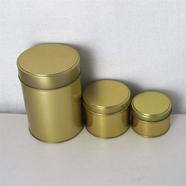 Custom Logo Gold Color Round Tea Tin Box