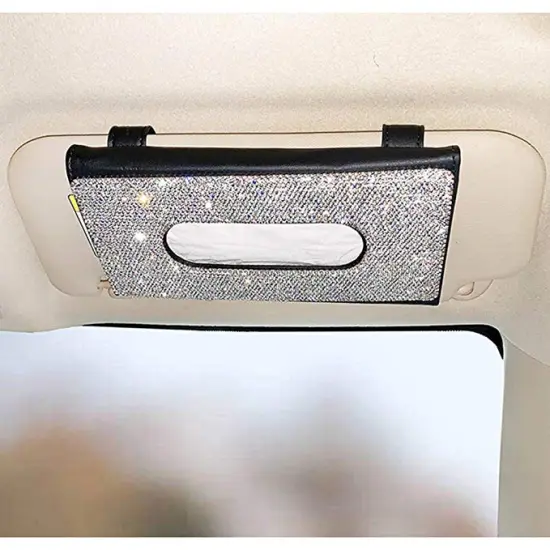 PU Leather Hanging Sun Visor Car Tissue Box