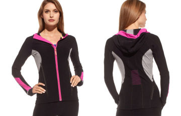 2013 Gym Hoody Jackets Tri - Color Womens Fitness Wear Contrast Color Pocketing