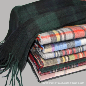 Soft Lambswool Classic Check Patterns Winter Scarf
