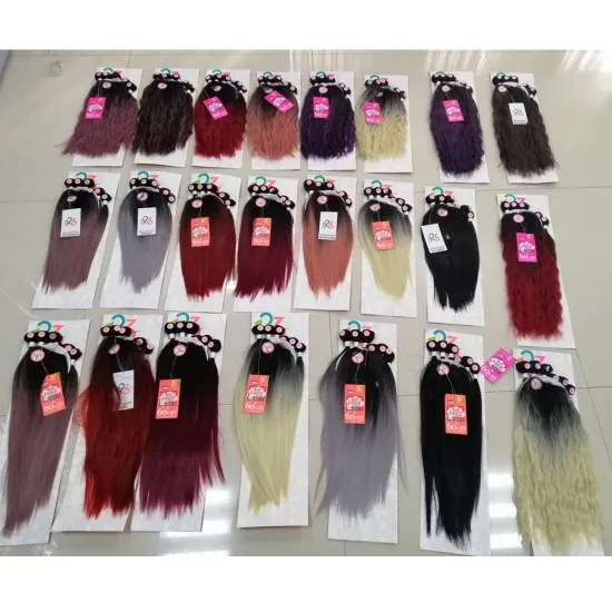 heat resistant fibre long wavy ombre full head pack wholesale synthetic hair extension