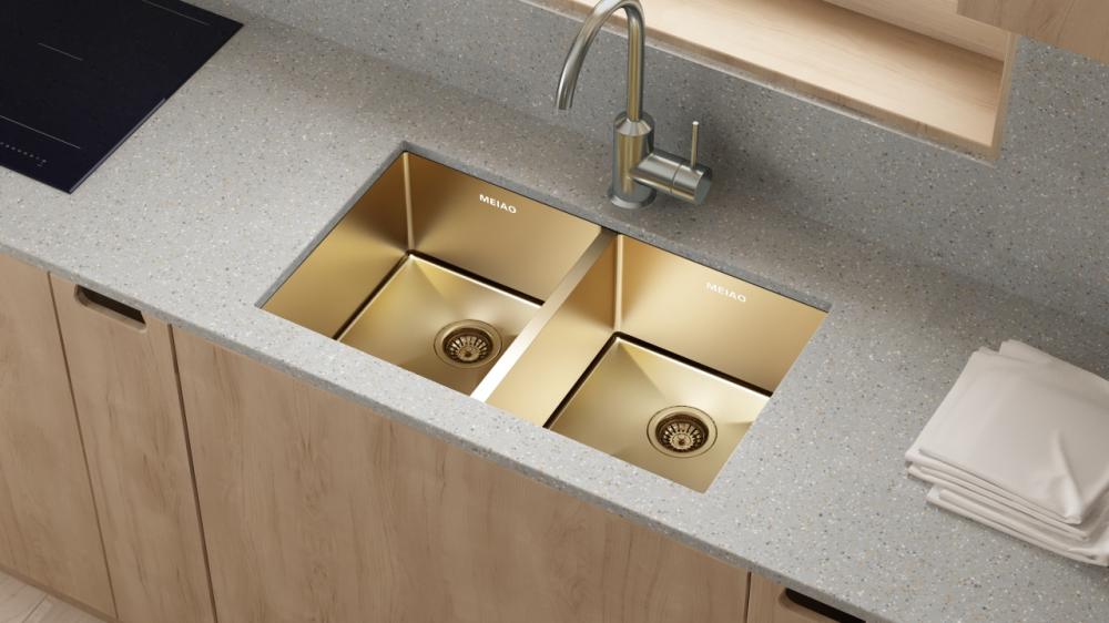 Stainless Steel PVD 32 Inch Double Bowl Sink