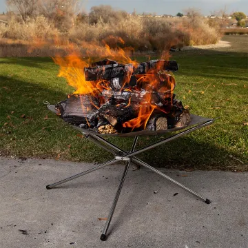 Portable Foldable Bonfire stainless steel bonfire frame camping fire stands Picnic Wood Burning Frame