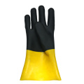 Yellow and black pvc coated gloves jersey linning12'