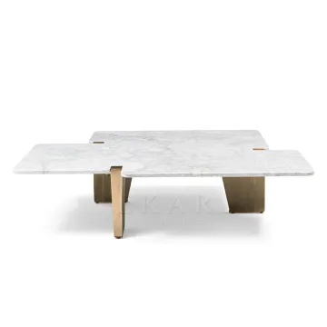 Modern Metal Legs Marble Top Coffee Table for Living Room Furniture