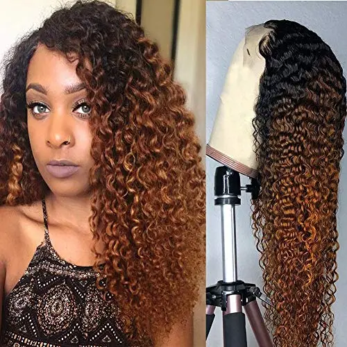 Uniky 1B/30 Lace Front Wig Human Hair Ombre Lace Front Wigs Human Hair Pre Plucked Afo Kinky Curly Lace Closure