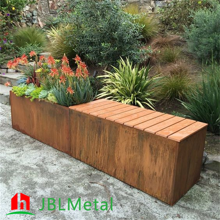 Rustic Weathered Steel Ground Planter Box