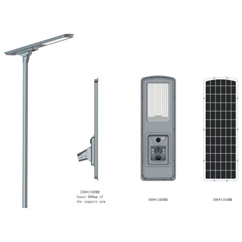 Farola solar con lente óptica de brazo largo