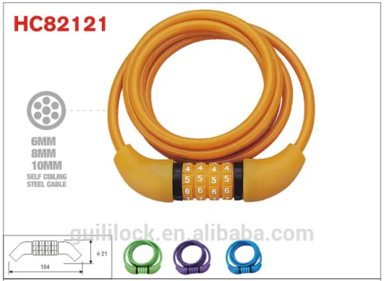 HC82121 coil bike bicycle combination lock